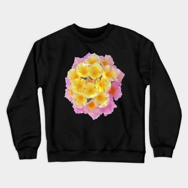 Yellow and Pink Lantana Camara Flower Crewneck Sweatshirt by Sparkleweather